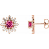 14K Rose Pink Tourmaline & 3/4 CTW Diamond Earrings - 869826016P photo