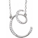 14K White 1/10 CTW Diamond Initial C 16 Necklace - 67399104P photo