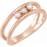 14K Rose Opal Three-Stone Bezel-Set Ring - 71967602P photo