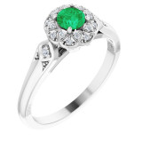 14K White Emerald & 1/10 CTW Diamond Ring - 717836000P photo