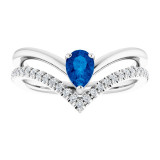 14K White Blue Sapphire & 1/6 CTW Diamond Ring - 71968610P photo 3