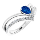 14K White Blue Sapphire & 1/6 CTW Diamond Ring - 71968610P photo
