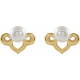 14K Yellow Freshwater Cultured Pearl Earrings - 86939601P photo 2