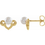 14K Yellow Freshwater Cultured Pearl Earrings - 86939601P photo