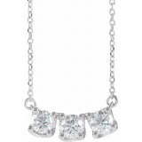 14K White 1 CTW Diamond Three-Stone Curved Bar 16 Necklace - 86917610P photo