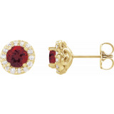 14K Yellow 6 mm Round Mozambique Garnet & 1/4 Diamond Earrings - 86839792P photo