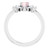 14K White 5 mm Round Pink Morganite & 3/8 CTW Diamond Ring - 720866010P photo 2