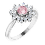 14K White 5 mm Round Pink Morganite & 3/8 CTW Diamond Ring - 720866010P photo