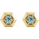 14K Yellow Aquamarine Geometric Earrings - 87127624P photo 2