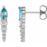 14K White Blue Zircon & 1/4 CTW Diamond Earrings - 870256012P photo