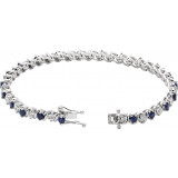 14K White Lab-Grown Blue Sapphire & 1/10 CTW Diamond Line 7 Bracelet - 651634101P photo 2