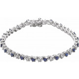14K White Lab-Grown Blue Sapphire & 1/10 CTW Diamond Line 7 Bracelet - 651634101P photo