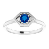 14K White Blue Sapphire Geometric Ring - 72111600P photo 3