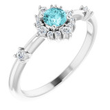 14K White Blue Zircon & 1/6 CTW Diamond Ring - 720886013P photo