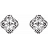 14K White Vintage-Inspired Clover Earrings - 87105600P photo 2