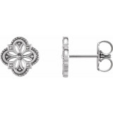 14K White Vintage-Inspired Clover Earrings - 87105600P photo