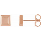 14K Rose Square Petite Earrings - 86659602P photo