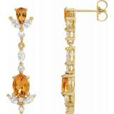 14K Yellow Citrine and 3/4 CTW Diamond Earrings - 86907606P photo