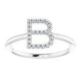 14K White 1/8 CTW Diamond Initial B Ring - 1238346005P photo 3