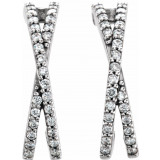 14K White 1/4 CTW Diamond Criss-Cross J-Hoop Earrings - 86333600P photo 2