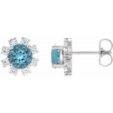 14K White Blue Zircon & .07 CTW Diamond Earrings - 20000286085P photo