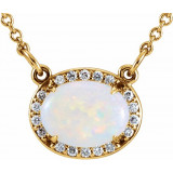 14K Yellow Opal & .07 CTW Diamond Halo-Style 16 1/2 Necklace - 85902106P photo
