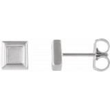 14K White Square Petite Earrings - 86659600P photo