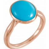 14K Rose 12x10 mm Oval Cabochon Turquoise Ring - 72024602P photo