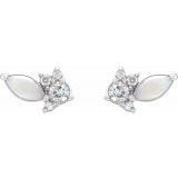 14K White Australian Opal & 1/6 CTW Diamond Cluster Earrings - 87123605P photo 2