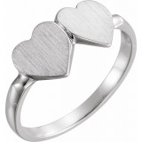 14K White 13.8x7 mm Double Heart Signet Ring - 41934650P photo