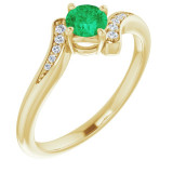 14K Yellow Emerald & .04 CTW Diamond Ring - 719936004P photo