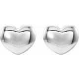 14K White 5.9x5.4 mm Youth Puffed Heart Earrings - 192034600P photo 2