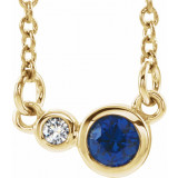 14K Yellow Blue Sapphire & .02 CTW Diamond 18 Necklace - 86793729P photo