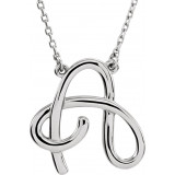 14K White Script Initial A 16 Necklace - 84635122P photo