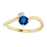 14K Yellow Blue Sapphire & .025 CTW Diamond Ring - 7203460000P photo 3
