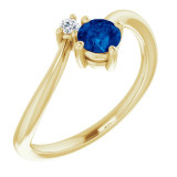 14K Yellow Blue Sapphire & .025 CTW Diamond Ring - 7203460000P photo