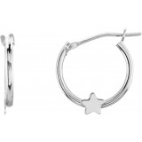 14K White Hinged Hoop Earrings with Star - 192029600P photo