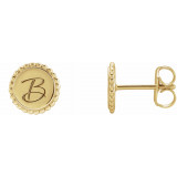 14K Yellow Engravable Beaded Earrings - 86471601P photo 3