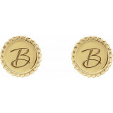 14K Yellow Engravable Beaded Earrings - 86471601P photo 4