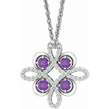 14K White Amethyst & 1/6 CTW Diamond Clover 18 Necklace - 8636860004P photo