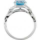 14K White Swiss Blue Topaz & 1/6 CTW Diamond Ring - 651450100P photo 2