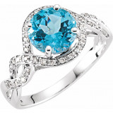 14K White Swiss Blue Topaz & 1/6 CTW Diamond Ring - 651450100P photo