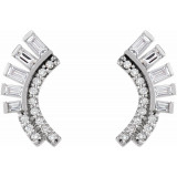 14K White 1/3 CTW Diamond Curved Fan Earrings - 87071605P photo 2