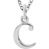14K White Lowercase Initial c 16 Necklace - 8578070007P photo