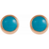 14K Rose Turquoise Bezel-Set Earrings - 2000316602P photo 2