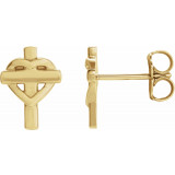 14K Yellow Heart & Cross Earrings - R17019601P photo