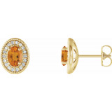 14K Yellow Citrine & 1/5 CTW Diamond Halo-Style Earrings - 86630687P photo