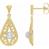 14K Yellow Freshwater Cultured Pearl Vintage-Inspired Earrings - 86932601P photo