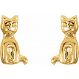 14K Yellow Cat Earrings - 1912312433800P photo 2