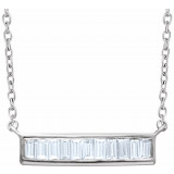 14K White 1/4 CTW Diamond Baguette Bar 16-18 Necklace - 65188560004P photo